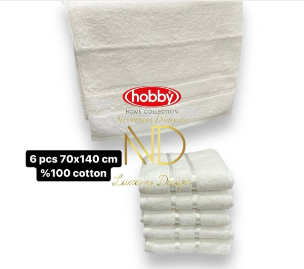 Hobby Dolce Beyaz 50x90 6'lı Havlu Seti - 1