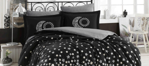 Hobby Double Poplin Duvet Cover Stars Black - 6