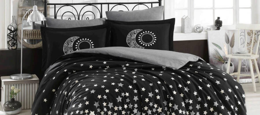 Hobby Double Poplin Duvet Cover Stars Black - 2