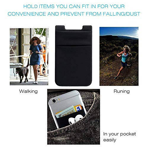 Hoblaze Phone Card Holder Stretchy Lycra Wallet Pocket Credit Card ID Case Pouch Sleeve Adhesive Sticker Compatible with iPhone Samsung Galaxy Android Smartphones - 3Pack Black - 6