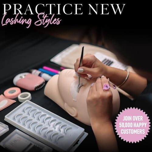 Hoka Lash Eyelash Extension Kit & Training Course and Certification, Professional Lash Extension Kit for Beginners Includes Practice Mannequin Head, Lash Trays, Glue, Tweezers, Fan & More - 4