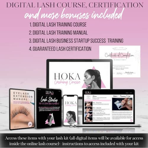 Hoka Lash Eyelash Extension Kit & Training Course and Certification, Professional Lash Extension Kit for Beginners Includes Practice Mannequin Head, Lash Trays, Glue, Tweezers, Fan & More - 5