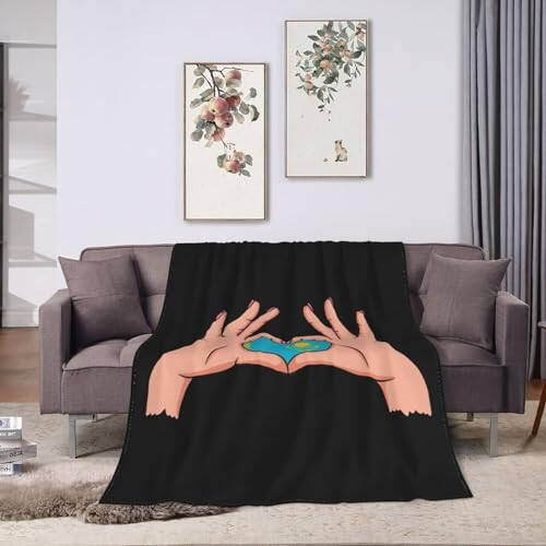 Holding Love in Your Hands Flag of Kazakhstan Throw Blanket for Couch Bed Sofa Soft Comfortable Blanket 40