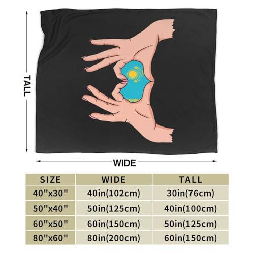 Holding Love in Your Hands Flag of Kazakhstan Throw Blanket for Couch Bed Sofa Soft Comfortable Blanket 40