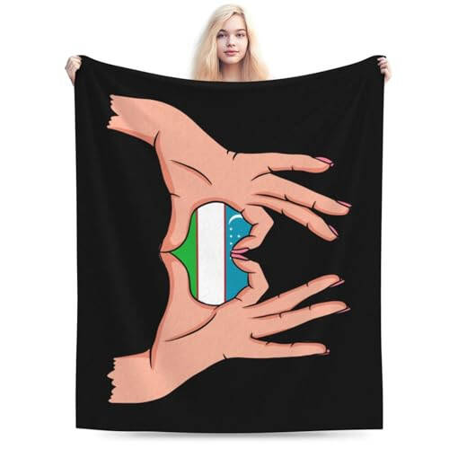 Holding Love in Your Hands Flag of Uzbekistan Throw Blanket for Couch Bed Sofa 50