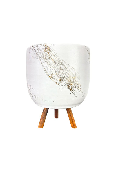 Home Decoration Accessory White On Gold Marble Effect Clay Pot Planter Living Room Flower - 5