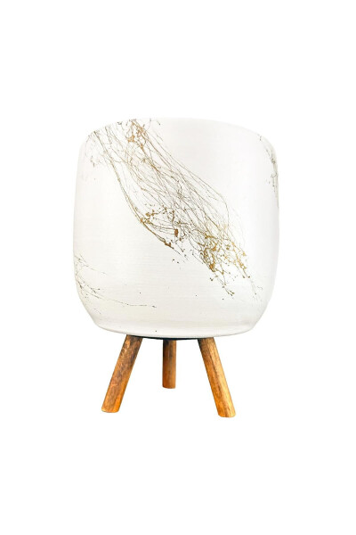 Home Decoration Accessory White On Gold Marble Effect Clay Pot Planter Living Room Flower - 6