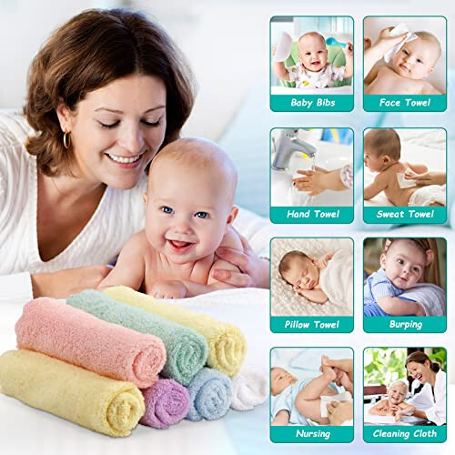 HOMEXCEL Bebek Yüz Bezleri 24'lü Paket - Mikrofiber Koral Polar Bebek Banyo Yüz Havlusu 7 x 9 İnç Ekstra Emici ve Yumuşak Geğirme Bezi ve Yüz Bezi Yeni Doğan-Bebekler ve Yürümeye Başlayan Çocuklar İçin - Hassas Cilde Nazik - 26