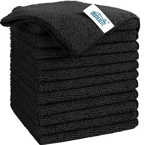 HOMEXCEL Microfiber Cleaning Cloth Black, 12 Pack Premium Microfiber Towels for Cars, Lint Free, Scratch-Free, Highly Absorbent, Reusable Cleaning Rags for Car, Household, Kitchen, 11.5