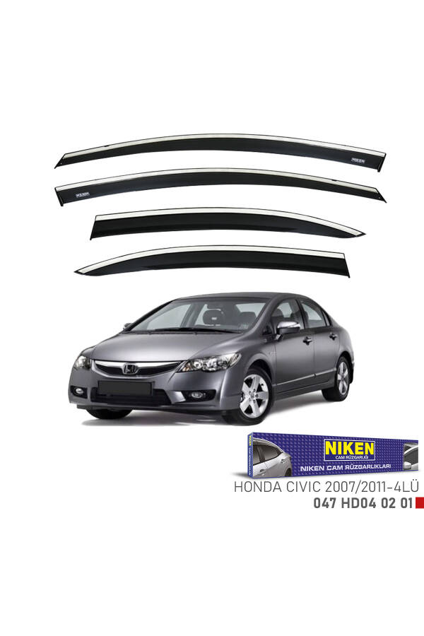 Honda Civic 2007-2011 Kromlu Cam Rüzgarlığı 4'lü - 1