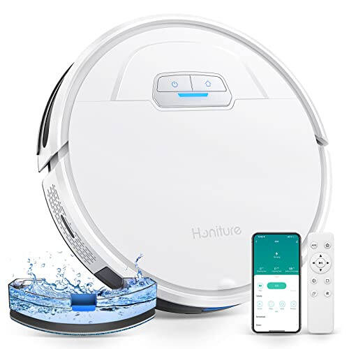 HONITURE Robot Vacuum and Mop Combo, 4000pa Strong Suction, G20 Robot Vacuum Cleaner with Self-Charging, 150Mins Max, App&Remote&Voice Control, Super-Slim, Ideal for Pet Hair - 1