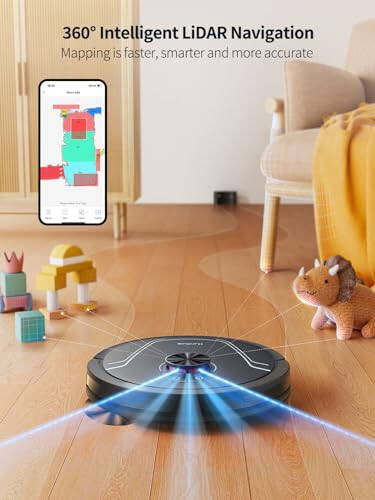 HONITURE Robot Vacuum and Mop Combo,V8 Pro Robot Vacuum Cleaner with 5000Pa Max Suction,Laser Navigator Robotic Vacuums with 180 Mins Run Time,Self-Charging,App Control,Ideal for Pet Hair - 2