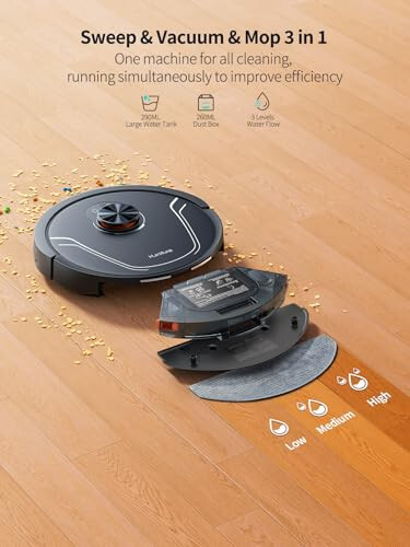 HONITURE Robot Vacuum and Mop Combo,V8 Pro Robot Vacuum Cleaner with 5000Pa Max Suction,Laser Navigator Robotic Vacuums with 180 Mins Run Time,Self-Charging,App Control,Ideal for Pet Hair - 4