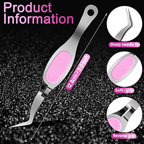 Honoson 6 Pcs Craft Tweezers Crossing Lock Curved Tweezers Stainless Steel Soft Grip Precision Tweezers Reverse Grip Tweezers Fine Tip Tweezers for DIY Craft Jewelry Beading Electronics Craft Supplies - 2