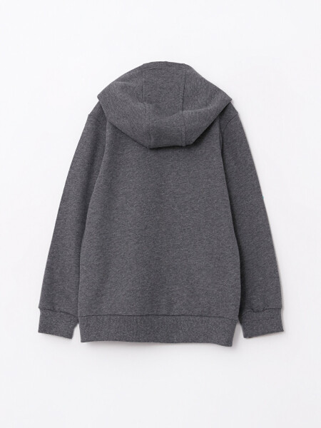 Hooded Basic Long Sleeve Girls Zipper Sweatshirt - 2