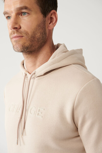 Hooded Beige Sweatshirt - 2