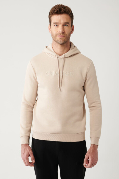 Hooded Beige Sweatshirt - 3