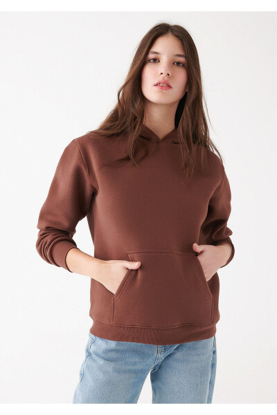 Hooded Brown Basic Sweatshirt 167299-82599 - 2