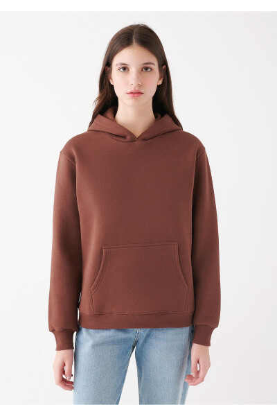 Hooded Brown Basic Sweatshirt 167299-82599 - 3