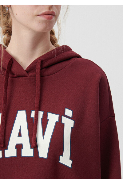 Hooded Burgundy Sweatshirt with Logo Print 1600361-85493 - 17