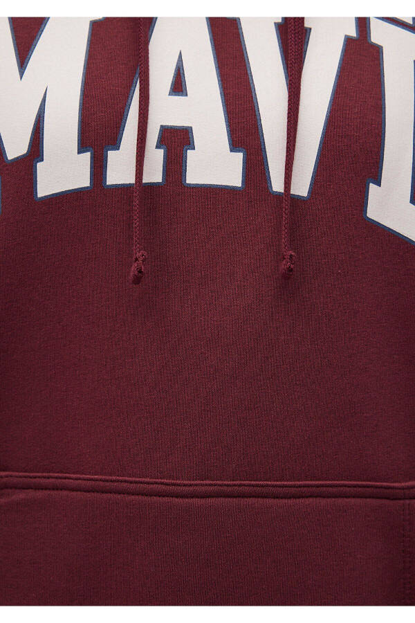 Hooded Burgundy Sweatshirt with Logo Print 1600361-85493 - 6