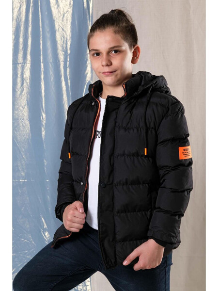 Hooded Fleece Lined Boys' Puffer Jacket - 8