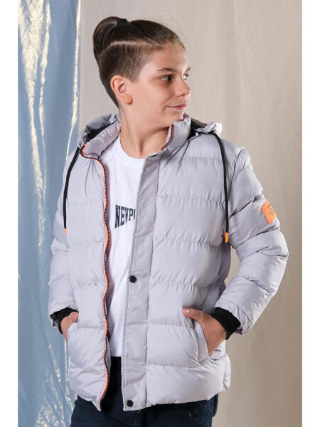 Hooded Fleece Lined Boys' Puffer Jacket - 8