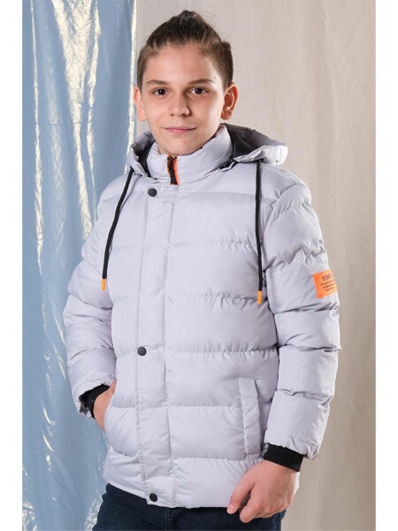 Hooded Fleece Lined Boys' Puffer Jacket - 4