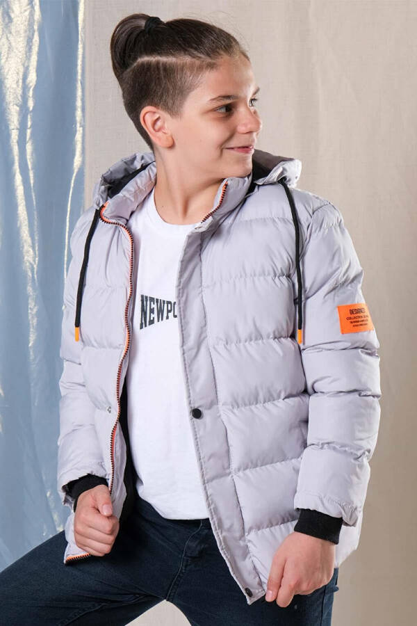 Hooded Fleece Lined Boys' Puffer Jacket - 19