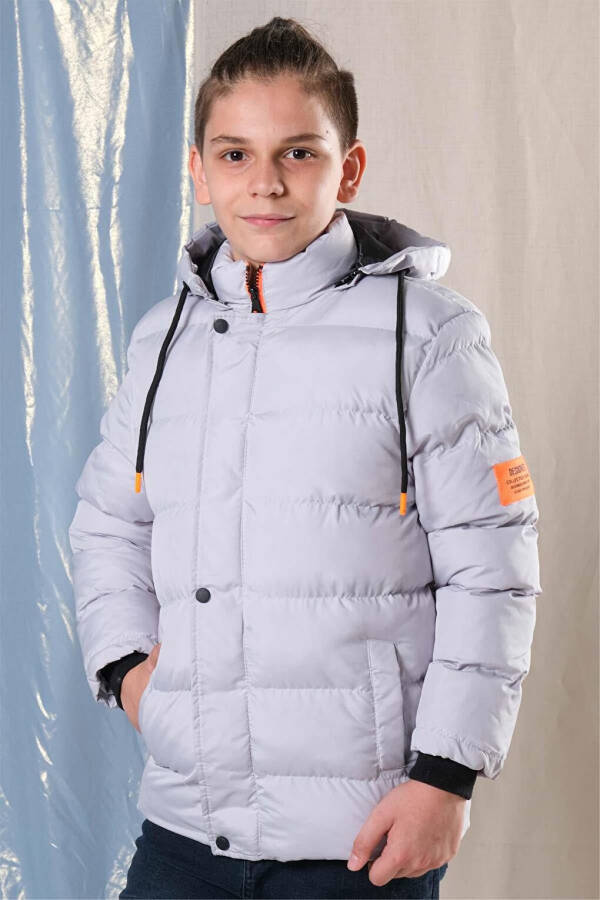 Hooded Fleece Lined Boys' Puffer Jacket - 22