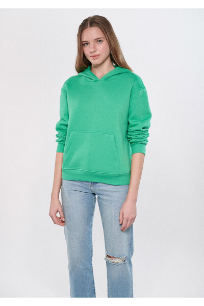 Hooded Green Basic Sweatshirt 167299-71794 - 1