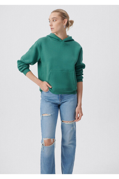 Hooded Green Basic Sweatshirt 167299-71870 - 11