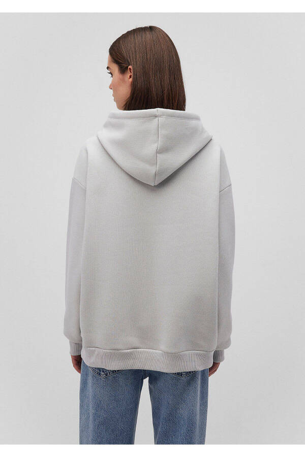 Hooded Grey Sweatshirt with Logo Print 1600361-34322 - 4