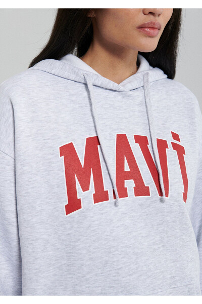 Hooded Grey Sweatshirt with Logo Print 1600361-85438 - 23