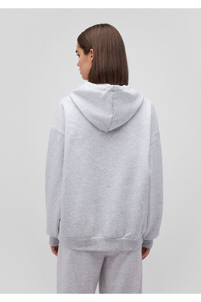 Hooded Grey Sweatshirt with Logo Print 1600361-85438 - 4