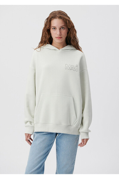 Hooded Grey Sweatshirt with Logo Print 1611604-70142 - 3