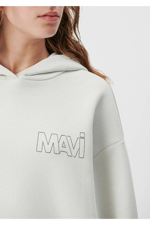 Hooded Grey Sweatshirt with Logo Print 1611604-70142 - 5