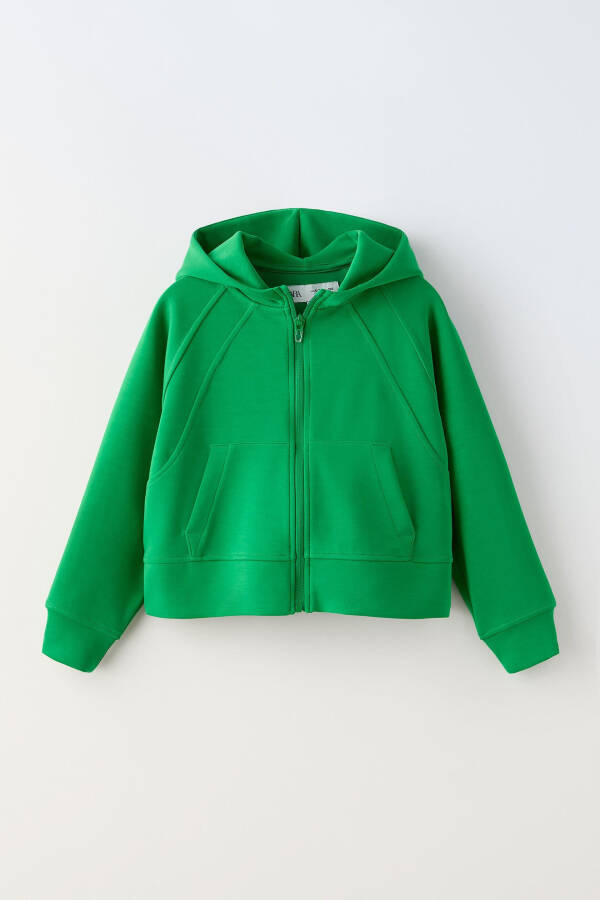 Hooded jacket with contrast stripes (Green) - 1