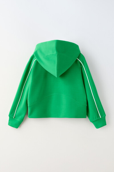 Hooded jacket with contrast stripes (Green) - 2