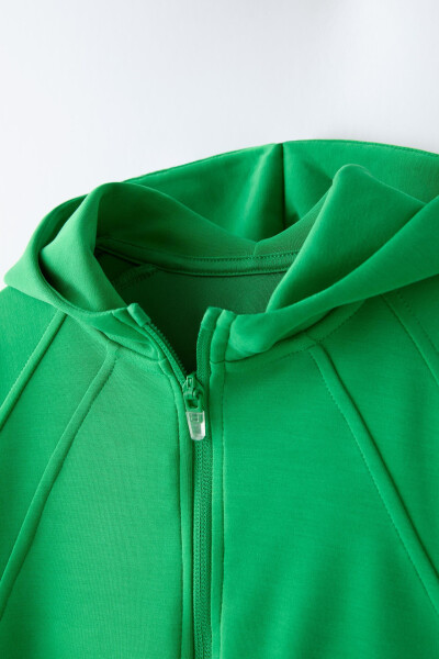 Hooded jacket with contrast stripes (Green) - 3