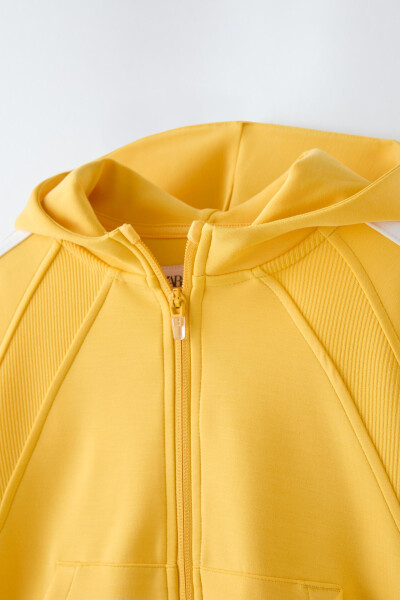 Hooded jacket with contrast stripes - Yellow - 3