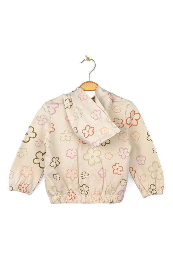 Hooded long-sleeved cardigan with floral pattern for babies 9-24 months. - 3