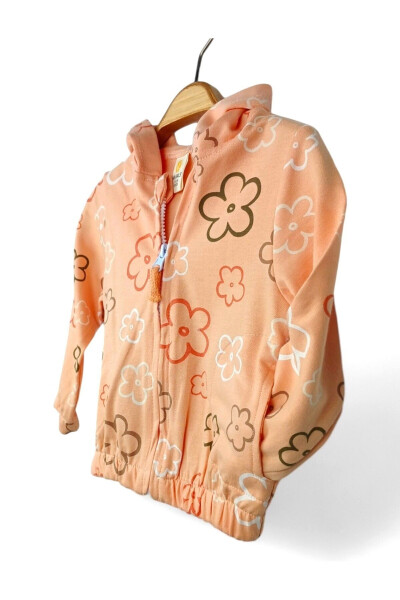 Hooded long-sleeved cardigan with floral print for babies aged 9-24 months. - 4