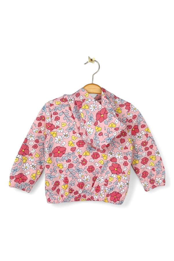 Hooded long-sleeved cardigan with flower pattern for babies 9-24 months. - 3