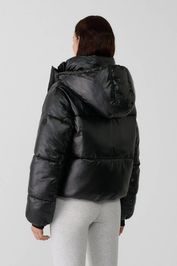 Hooded Metallic Puffer Jacket - 3