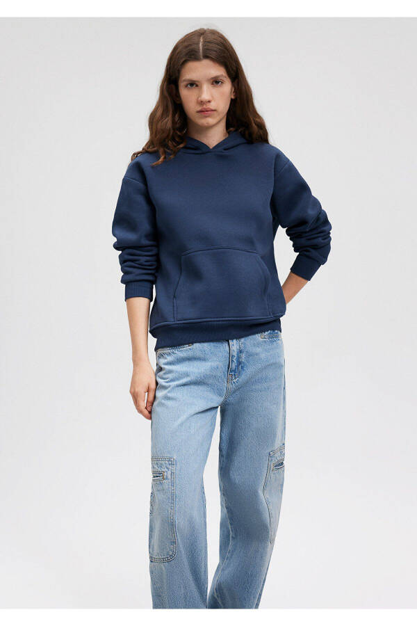 Hooded Navy Blue Basic Sweatshirt 167299-70488 - 21