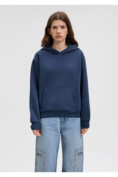 Hooded Navy Blue Basic Sweatshirt 167299-70488 - 22