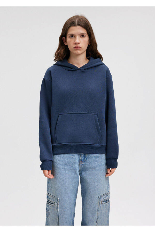 Hooded Navy Blue Basic Sweatshirt 167299-70488 - 16