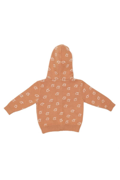 Hooded Patterned Organic Cotton Baby and Child Hoodie Brown - 2