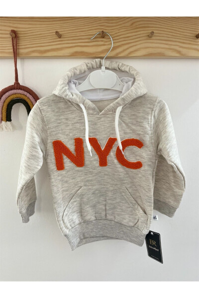 Hooded Pocket Basic Sweatshirt (Grey) - 2